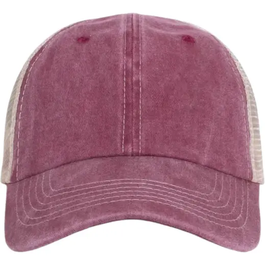 FWRD Camper Trucker Cap Raspberry-Khaki Front
